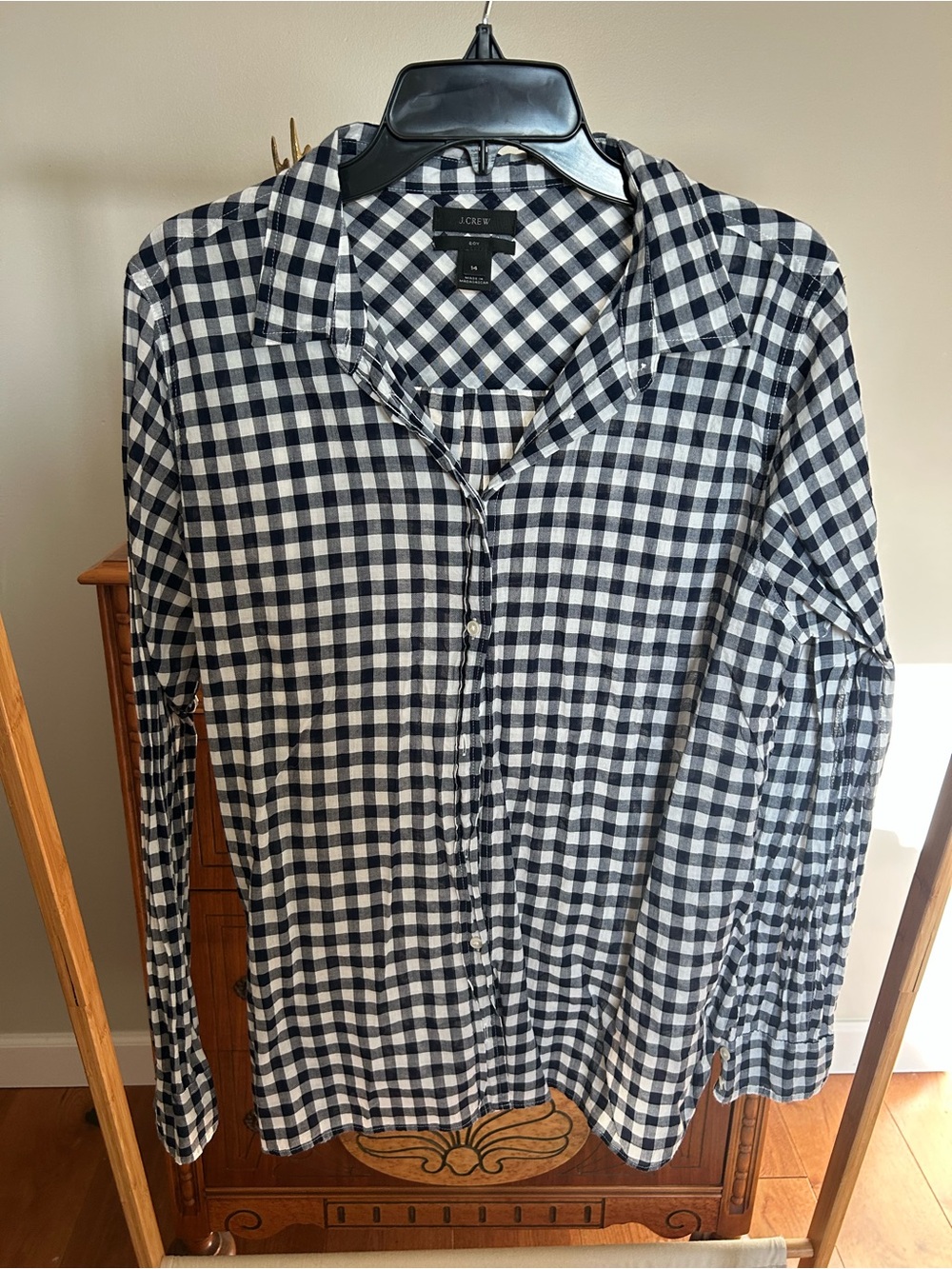 J. Crew Women’s Black and White Gingham Button-Down Shirt